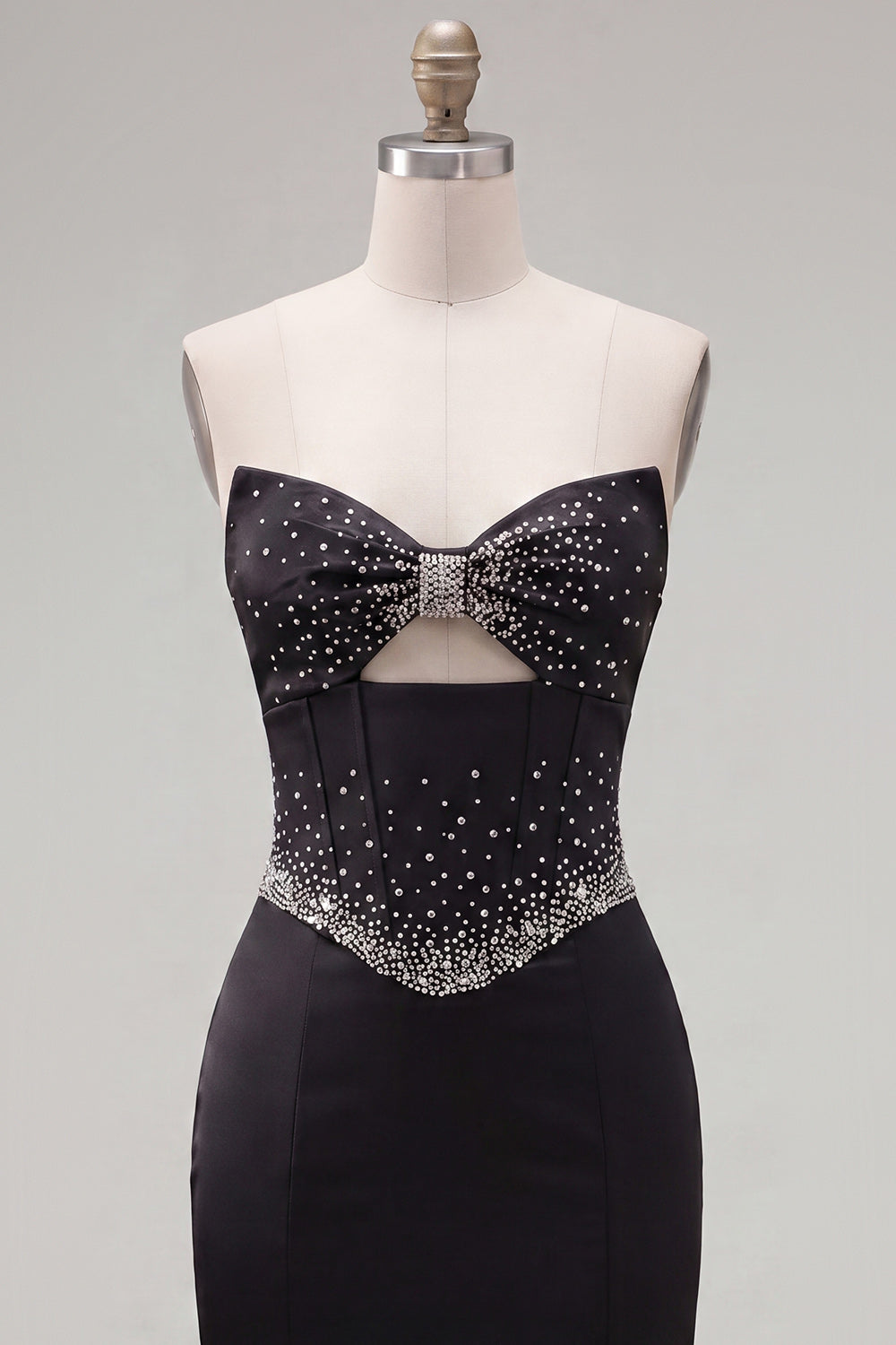 Sparkly Black Beaded Keyhole Corset Tight Short Homecoming Dress