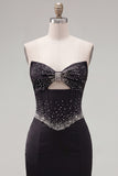 Sparkly Black Beaded Keyhole Corset Tight Short Homecoming Dress