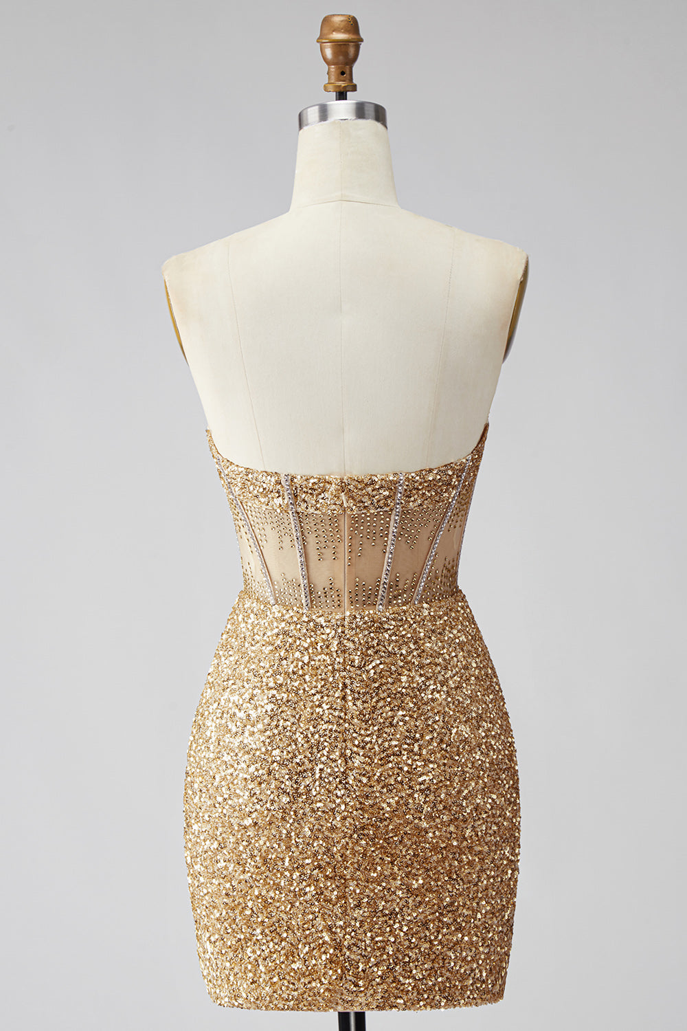 Sparkly Sequin Golden Corset Tight Short Homecoming Dress
