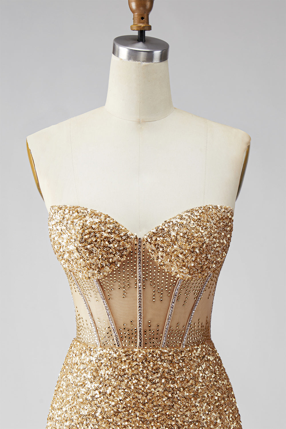 Sparkly Sequin Golden Corset Tight Short Homecoming Dress