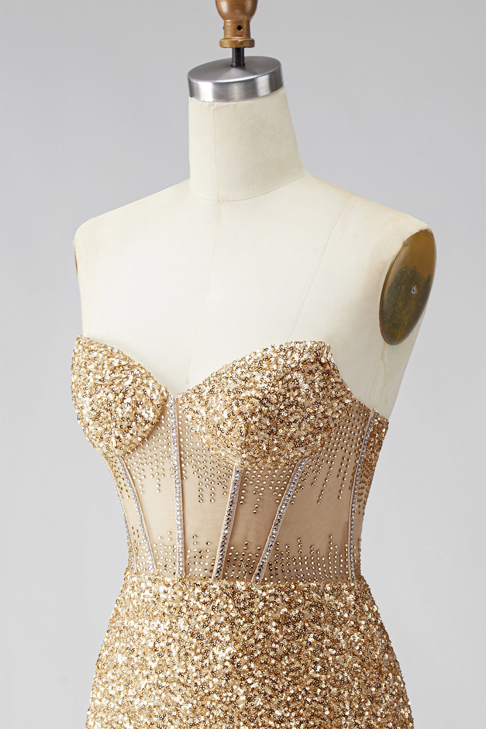 Sparkly Sequin Golden Corset Tight Short Homecoming Dress