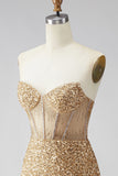 Sparkly Sequin Golden Corset Tight Short Homecoming Dress