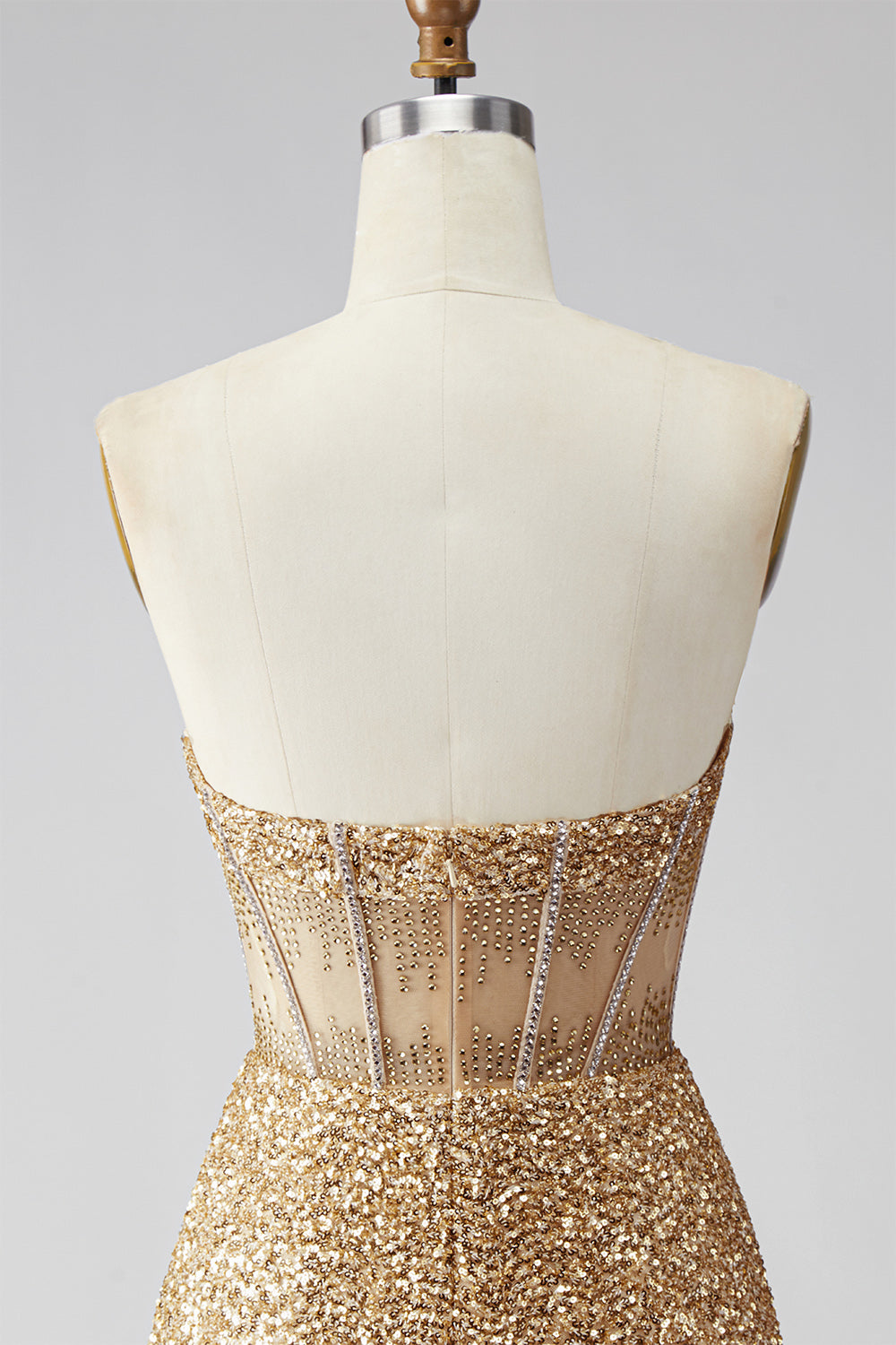 Sparkly Sequin Golden Corset Tight Short Homecoming Dress