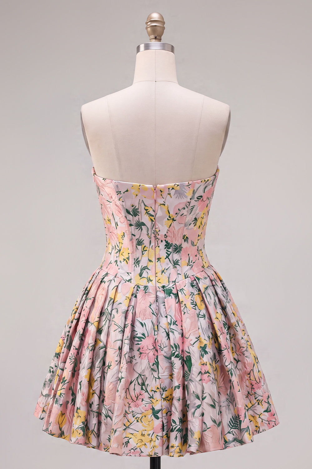 Grey Jacquard Corset A-Line Short Homecoming Dress with Bow