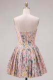Grey Jacquard Corset A-Line Short Homecoming Dress with Bow