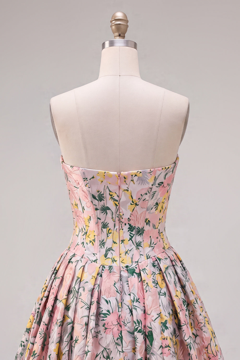Grey Jacquard Corset A-Line Short Homecoming Dress with Bow
