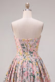 Grey Jacquard Corset A-Line Short Homecoming Dress with Bow