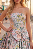 Grey Jacquard Corset A-Line Short Homecoming Dress with Bow