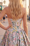 Grey Jacquard Corset A-Line Short Homecoming Dress with Bow