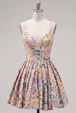 Grey Jacquard Corset Ruched A-Line Short Homecoming Dress