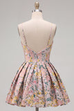 Grey Jacquard Corset Ruched A-Line Short Homecoming Dress