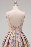 Grey Jacquard Corset Ruched A-Line Short Homecoming Dress