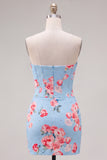 Floral Sparkly Yellow Beaded Corset Tight Short Homecoming Dress