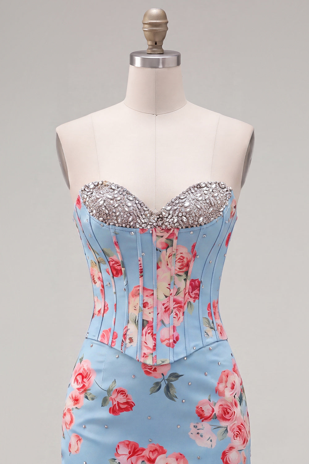 Floral Sparkly Yellow Beaded Corset Tight Short Homecoming Dress