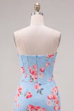 Floral Sparkly Yellow Beaded Corset Tight Short Homecoming Dress
