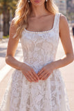 Floral White Lace Beaded Scoop Neck A-Line Short Homecoming Dress