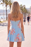 Floral Yellow Satin Strapless A-Line Short Corset Homecoming Dress