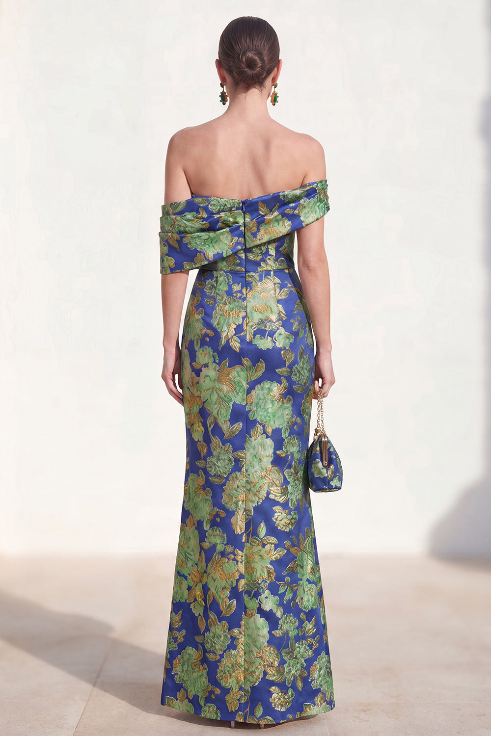 Floral Navy Green Mermaid Long Mother of the Bride Dress