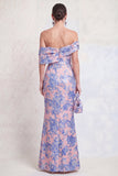 Floral Navy Green Mermaid Long Mother of the Bride Dress