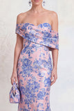 Floral Navy Green Mermaid Long Mother of the Bride Dress