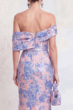 Floral Navy Green Mermaid Long Mother of the Bride Dress