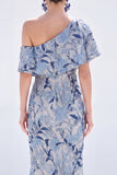 Yellow Floral One Shoulder Mermaid Long Mother of the Bride Dress