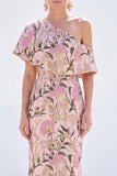 Yellow Floral One Shoulder Mermaid Long Mother of the Bride Dress