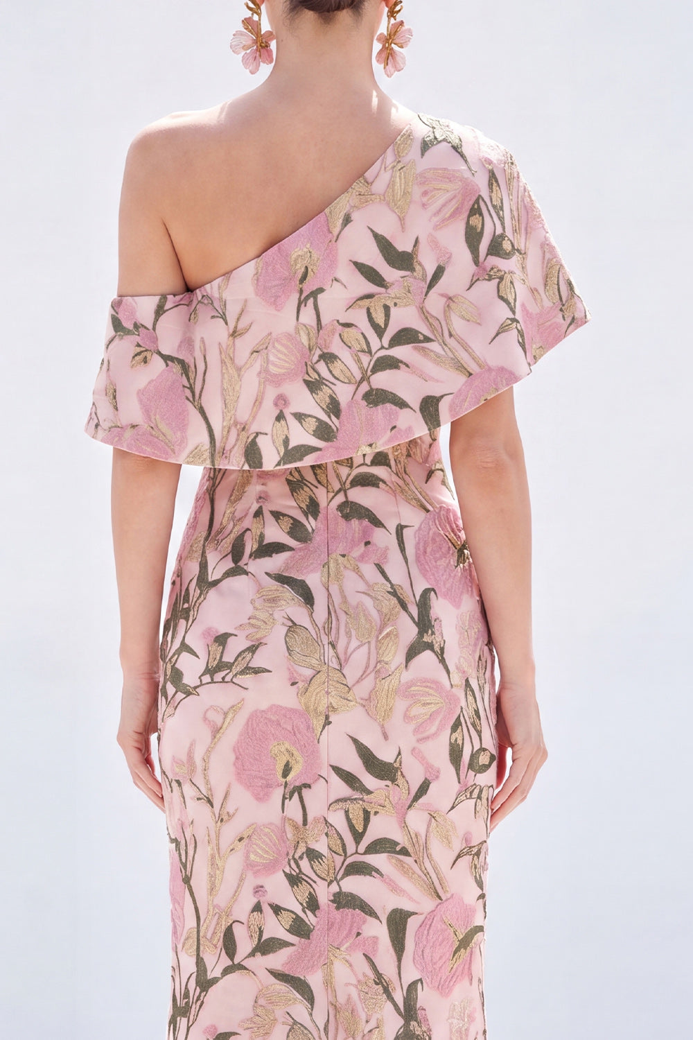 Yellow Floral One Shoulder Mermaid Long Mother of the Bride Dress