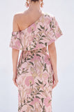 Yellow Floral One Shoulder Mermaid Long Mother of the Bride Dress