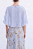 Sparkly Floral Green Boat Neck Long Mother of the Bride Dress with Cape