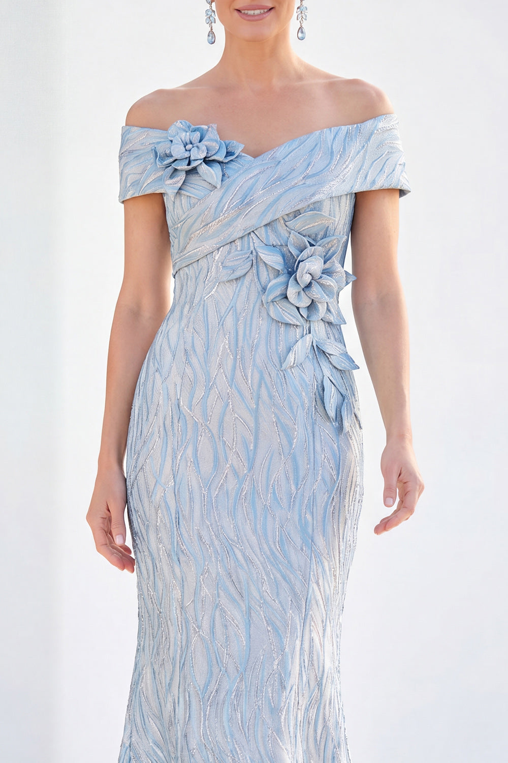 Sparkly Royal Blue Sequin Mermaid Long Monther of the Bride Dress with 3D Flowers