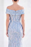 Sparkly Royal Blue Sequin Mermaid Long Monther of the Bride Dress with 3D Flowers
