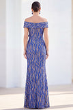 Sparkly Royal Blue Sequin Mermaid Long Monther of the Bride Dress with 3D Flowers