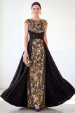 Sparkly Floral Dark Green Ruched Beaded Sheath Long Mother of the Bride Dress