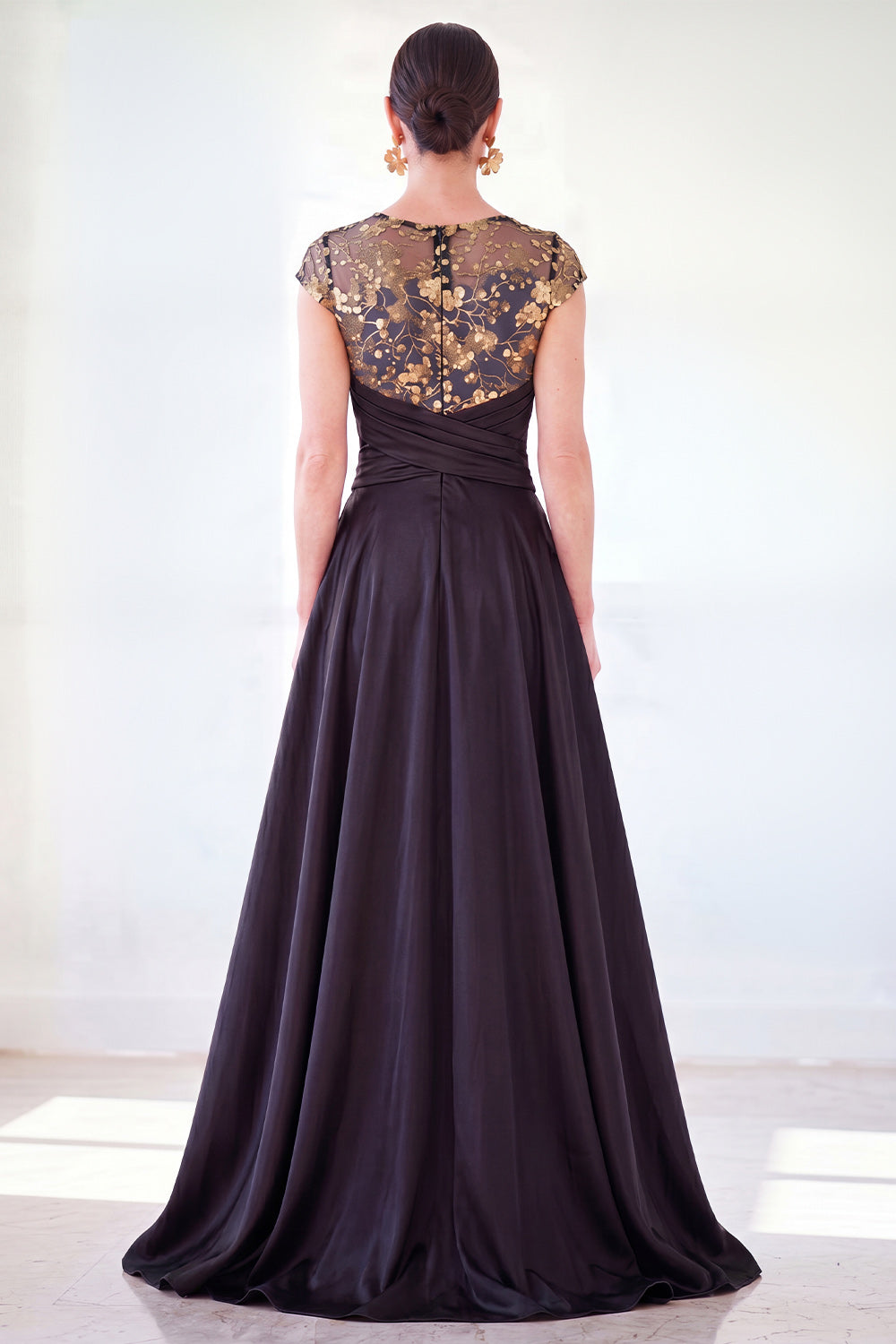 Sparkly Floral Dark Green Ruched Beaded Sheath Long Mother of the Bride Dress