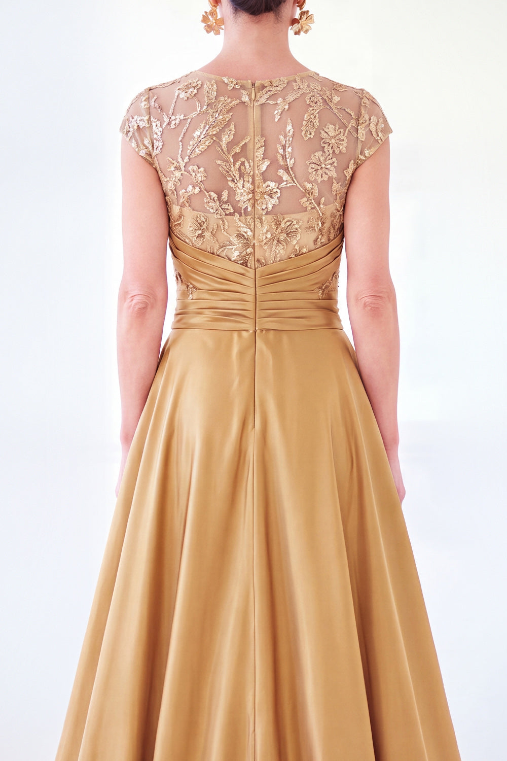 Sparkly Floral Dark Green Ruched Beaded Sheath Long Mother of the Bride Dress