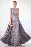 Sparkly Floral Dark Green Ruched Beaded Sheath Long Mother of the Bride Dress