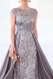Sparkly Floral Dark Green Ruched Beaded Sheath Long Mother of the Bride Dress