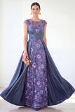 Sparkly Floral Dark Green Ruched Beaded Sheath Long Mother of the Bride Dress
