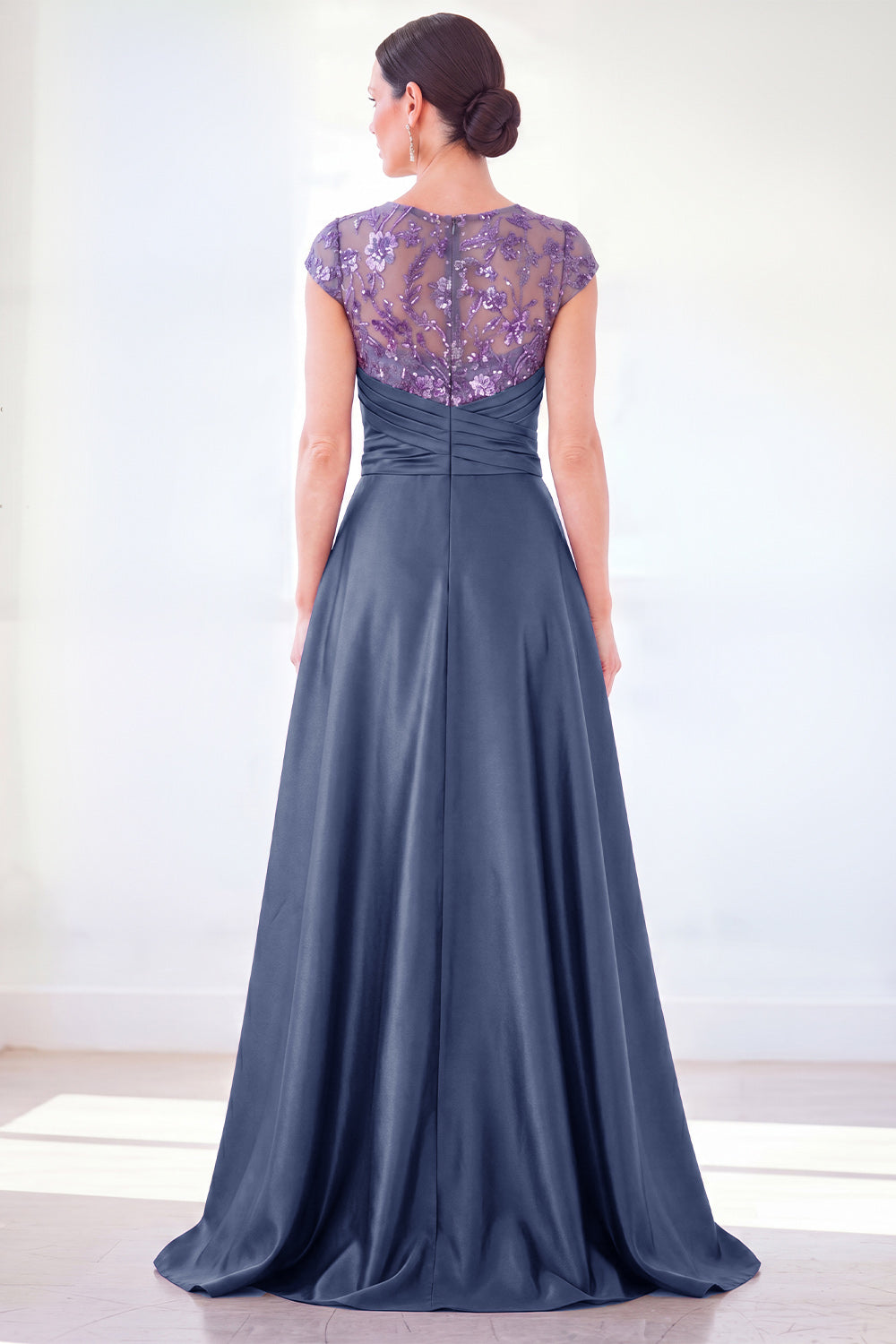 Sparkly Floral Dark Green Ruched Beaded Sheath Long Mother of the Bride Dress