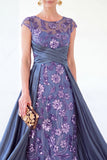 Sparkly Floral Dark Green Ruched Beaded Sheath Long Mother of the Bride Dress