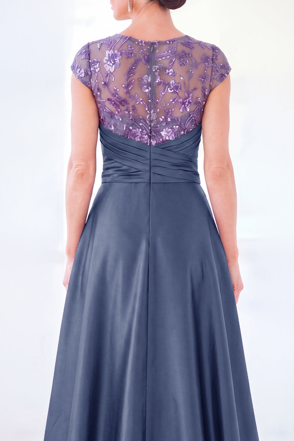 Sparkly Floral Dark Green Ruched Beaded Sheath Long Mother of the Bride Dress