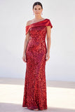 Sparkly Sequin Golden Mermaid Long Mother of the Bride Dress