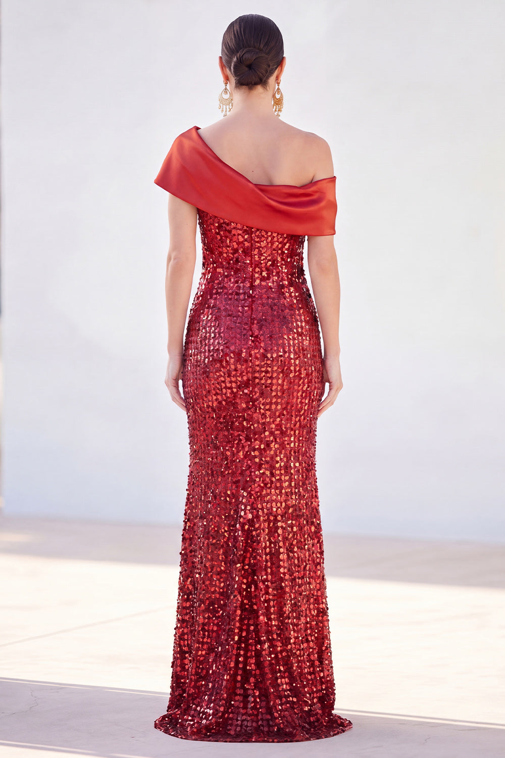 Sparkly Sequin Golden Mermaid Long Mother of the Bride Dress