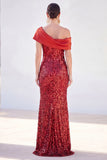 Sparkly Sequin Golden Mermaid Long Mother of the Bride Dress