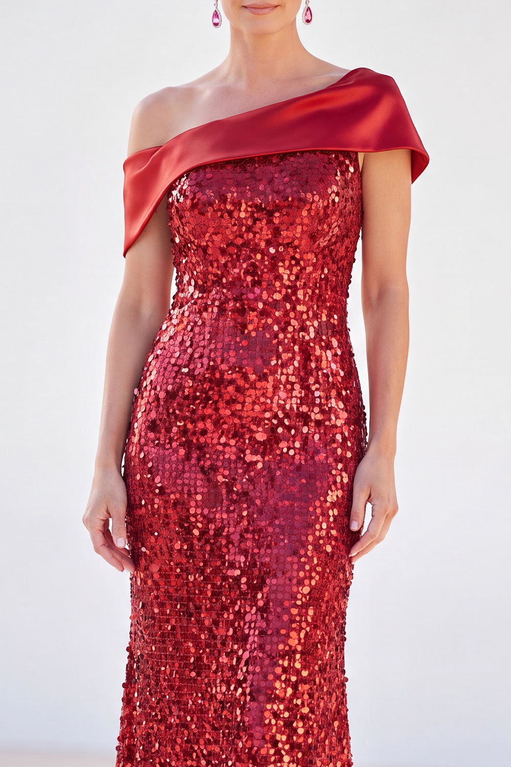 Sparkly Sequin Golden Mermaid Long Mother of the Bride Dress