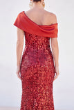 Sparkly Sequin Golden Mermaid Long Mother of the Bride Dress
