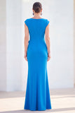 Boat Neck Fuchsia Ruched Floral Mermaid Long Mother of the Bride Dress