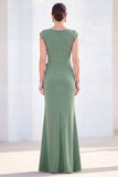 Boat Neck Fuchsia Ruched Floral Mermaid Long Mother of the Bride Dress