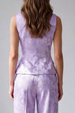 2 Piece Lilac Single Breasted Round Neck Work Suits